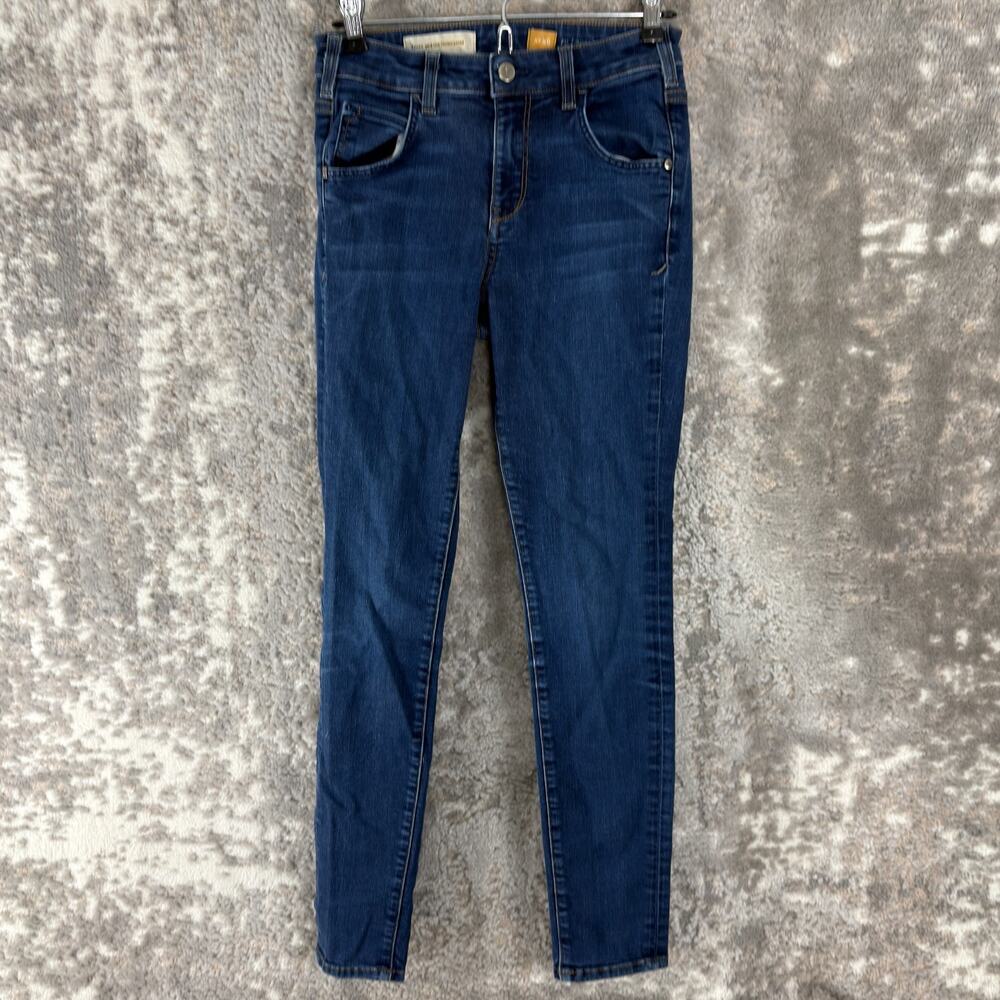 Pilcro Size 26 Superscript Stretch Denim Skinny Jeans Blue Pants Button Zip